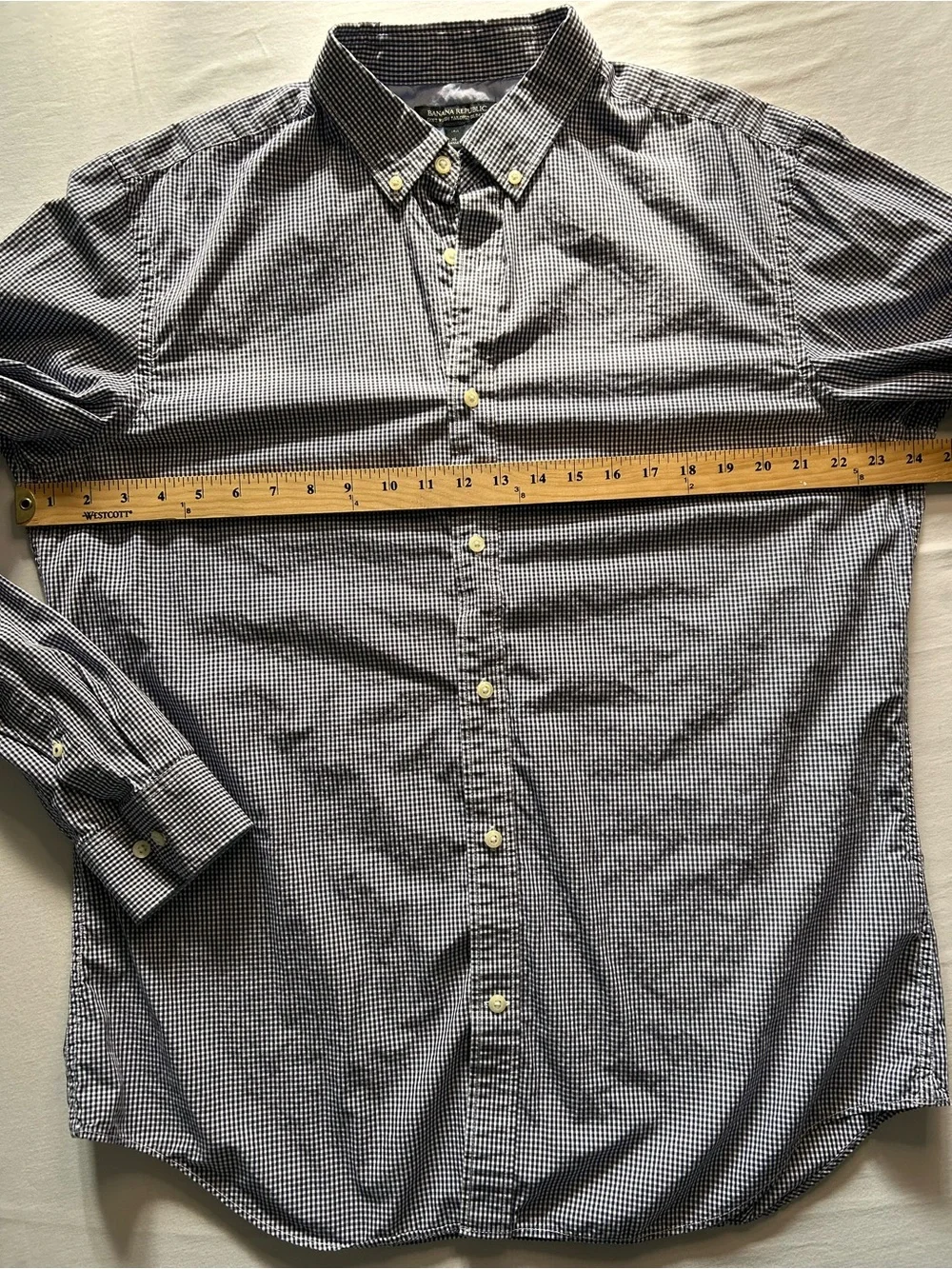 Banana Republic Blue Gingham Soft Wash Slim Fit Shirt XL Tall